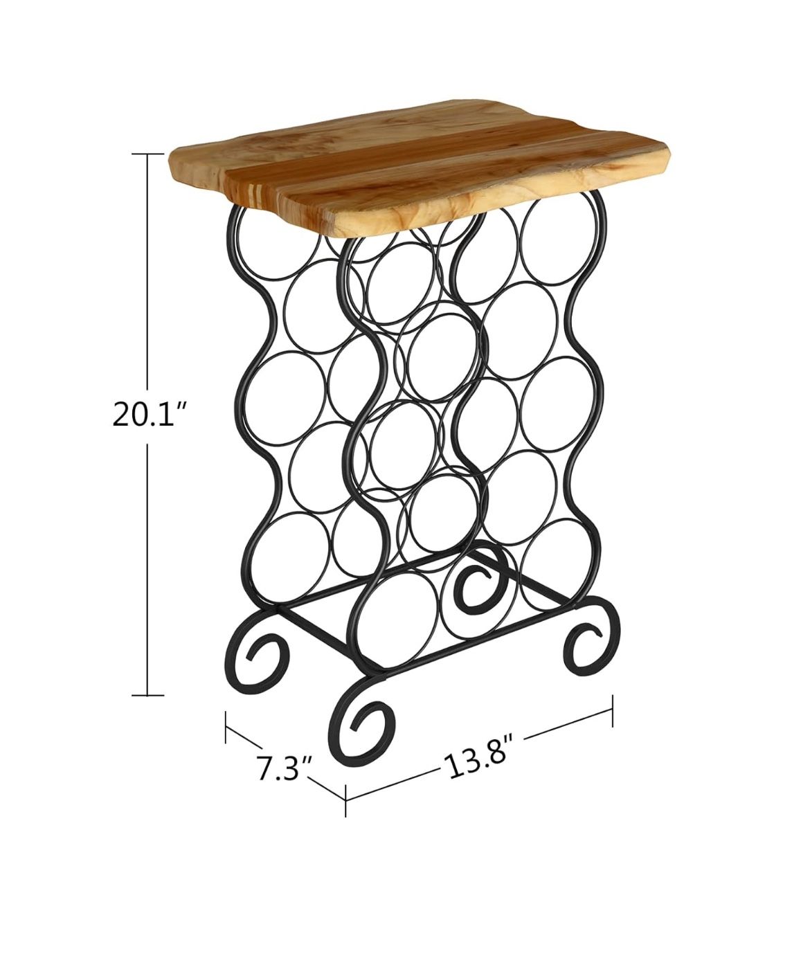 Wine Rack End Table, Stackable Metal Wine Rack Holds Up to 13 Bottles, Wine Storage Organizer