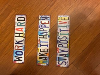 3-Piece Vintage Metal License Plate Wall Signs 16” × 4”