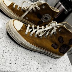 Converse Men's Chuck 70 Hi Crafted Patches Burnt Honey Shoes Canvas Sneakers mens size 8.5