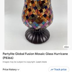 PartyLite Global Fusion Hurricane P8366 Mosaic Glass Candle Holder 12" Tall New in Box