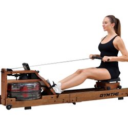 Water Rowing Machine for Home Use, Classic Solid Wood Rower Machine with Bluetooth Monitor for Whole Body Exercise Cardio Training Indoor Gym Sports T
