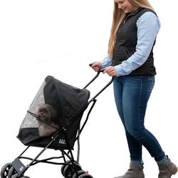 Pet Gear Travel Lite Plus Stroller, Compact, Easy Fold, No Assembly Required, Large Wheels for Cats and Dogs up to 15 pounds