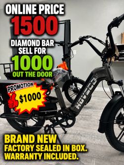 Rear basket included HOVCart Ebike grey and orange family cargo bike