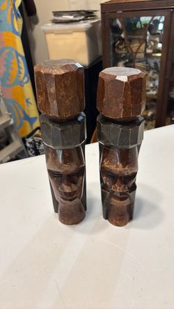 Mid century Totem poles Jamaican  hand carved