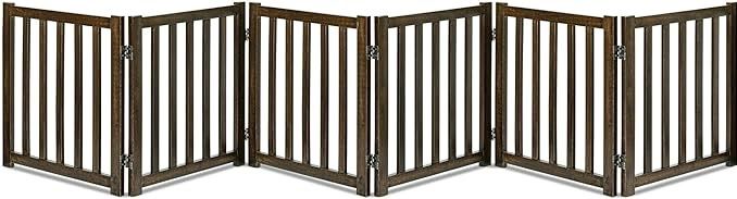 Solid HardWood Freestanding Pet Gate,Wooden Dog Gates for Doorways,Nature wood Dog Gates for The House,Dog Gate for Stairs,Freestanding Indoor Gate Sa