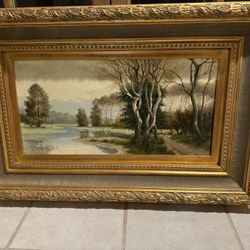 Oil Painting With Certificate Of Authenticity And Ornate Wooden Frame