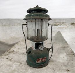 Vintage Coleman 220J Lantern Green Dual Mantle Camping Lantern USA