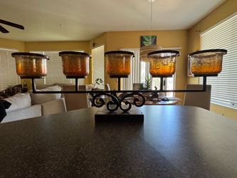 Candle holder w/ blown glass