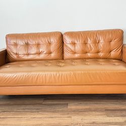 Benton 76 in. Cognac Faux Leather Upholstered 3-Seat Sofa Couch