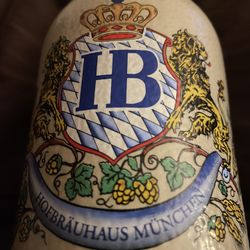 Hofbrauhaus Munchen German Beer Bottle MKM HB Stoneware w/Porcelain Cap. Vintage