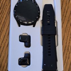 Smart Watch with Integrated Wireless Earbuds - Fitness Tracker, BT Call, Android/iOS