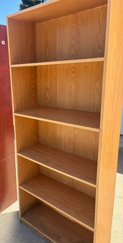 Tall Wood Bookshelf / Bookcase Storage Shelf – Oak Finish 5 Tier