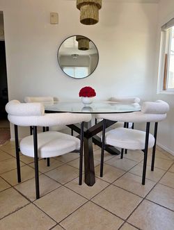 Modern Dining Set - Table + 4 Boucle Chairs PICK UP TODAY