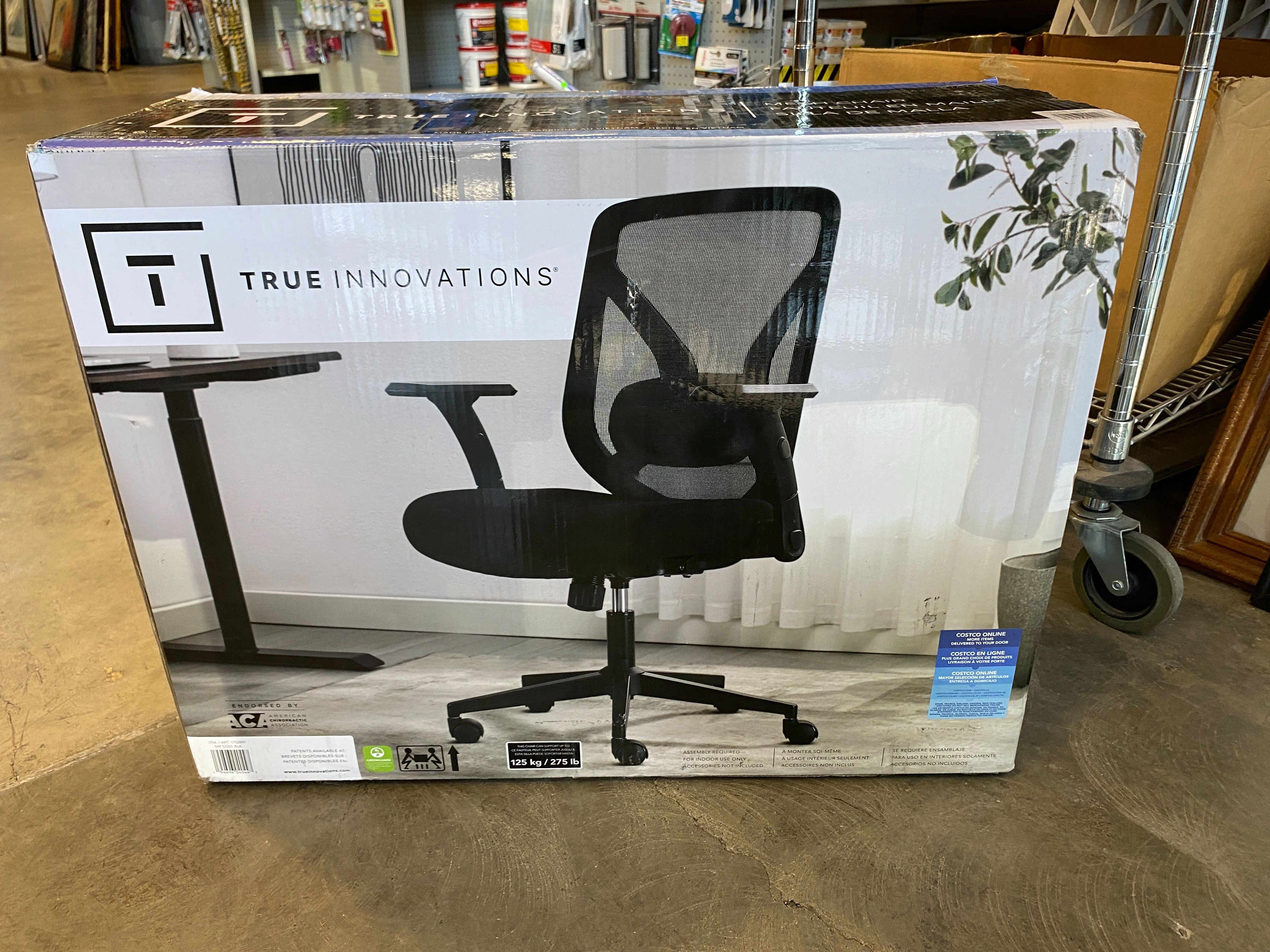 NEW! TRUE INNOVATIONS Black Mesh Rolling Office Chair