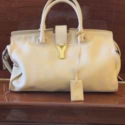 Yves Saint Laurent Leather Y Cabas