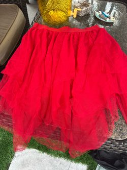 Red Tiered Tulle Mini Skirt