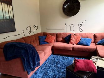 Large Rust Orange Sectional Sofa