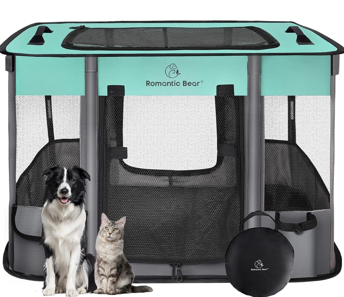 Dog Playpen,Pet Playpen,Foldable Dog Cat Playpens,Portable Exercise Kennel Tent Crate,Water-Resistant Breathable Shade Cover, Indoor Outdoor Travel Ca