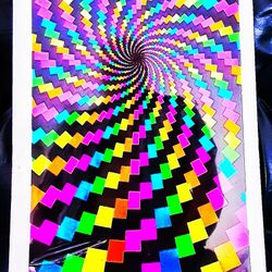 1972 MCM Psychedelic Black Light Blue Light Poster Still In Shrinkrap Electric Rainbow 12x18 Ish