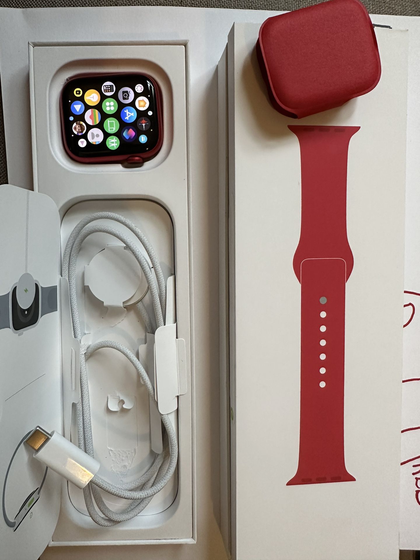 Apple Watch Series 9 45mm(Product) Red Sports Band (M/L)