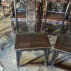 antique Chinese high-back "official's hat" chairs, 