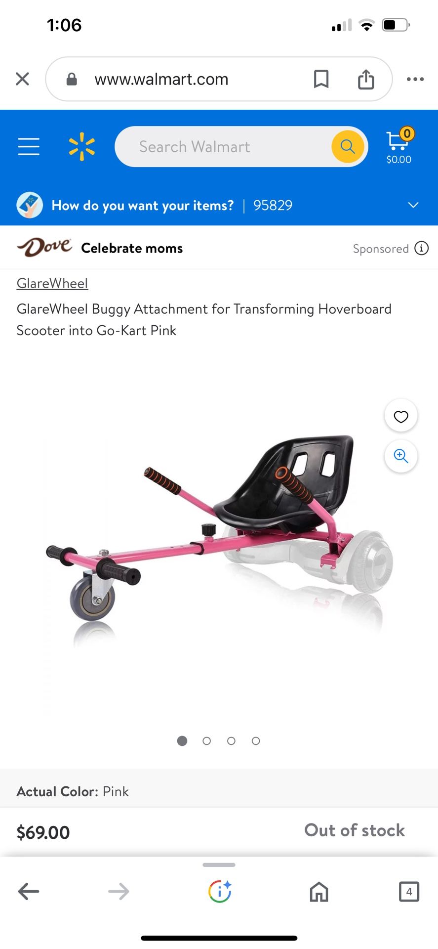 Buggy Attachment for Transforming Hoverboard Scooter into Go-Kart Pink