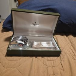 NEW Christostofle Paris Silver-Plated  Spoon Set w/ Original Box (Luxury French Flatware) 
