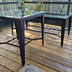 Metal Table, Glass Top (sold as a set) 