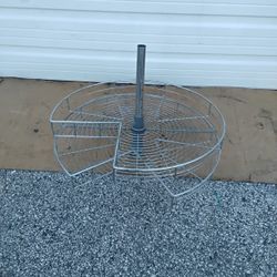 Nice Stainless Steel Round Two Shelf Carousel Very Clean Like New. 