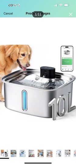 Brand new in box Dog Water Bowl Dispenser Large,10L Dog Water Fountains with APP Monitoring, Pet Cat Water Fountain Stainless Steel, Safe Multi-Filter