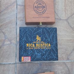4 Wooden Cigar Boxes , 8 Inch Wide ,