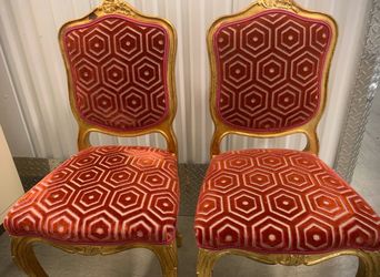 Red/ Pink and Gold French Provinicial Style Side/  Accent Chairs (Santa Monica)