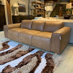 Premium Chestnut Leather Sofa