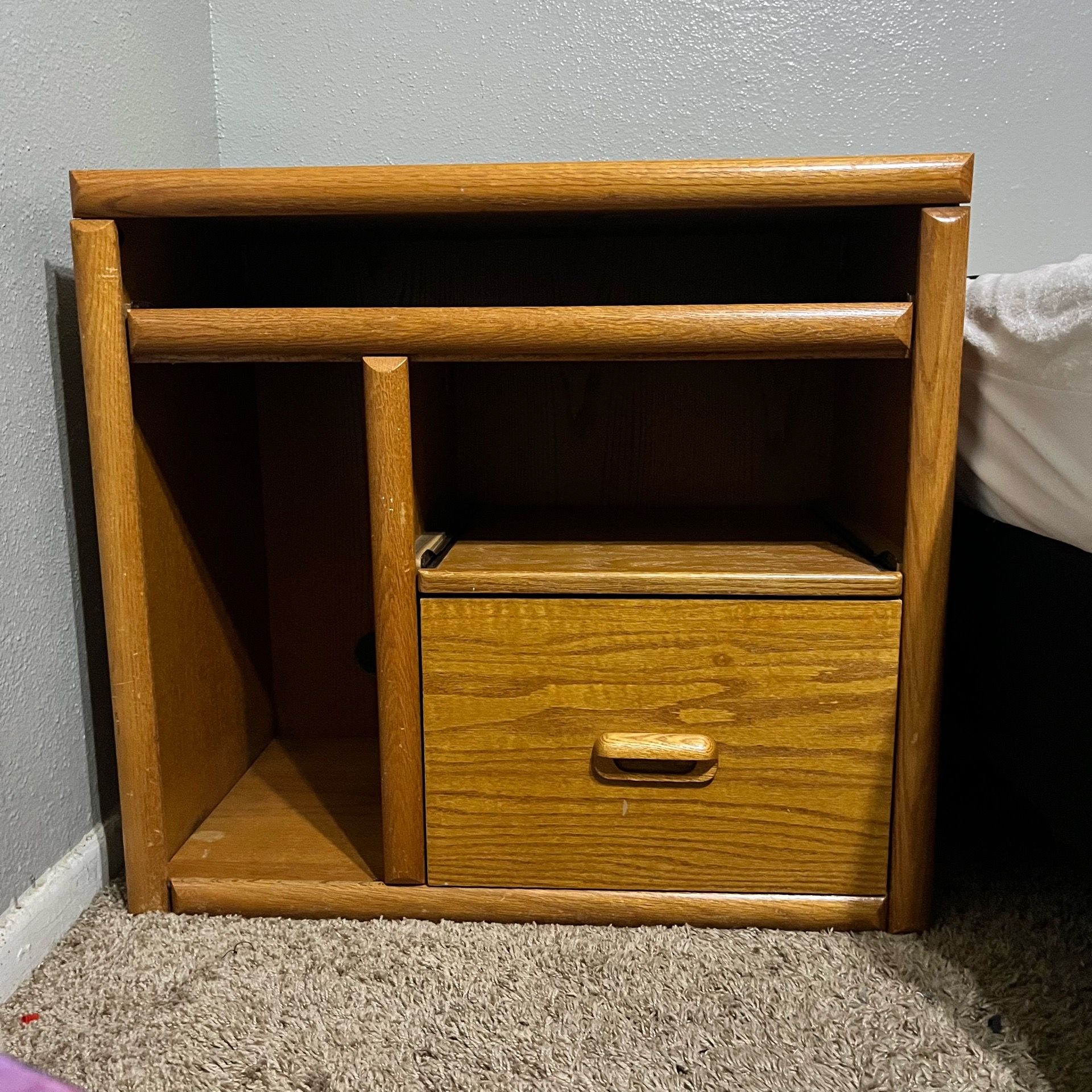Wood Computer Desk with Drawer & Pull Out Shelf