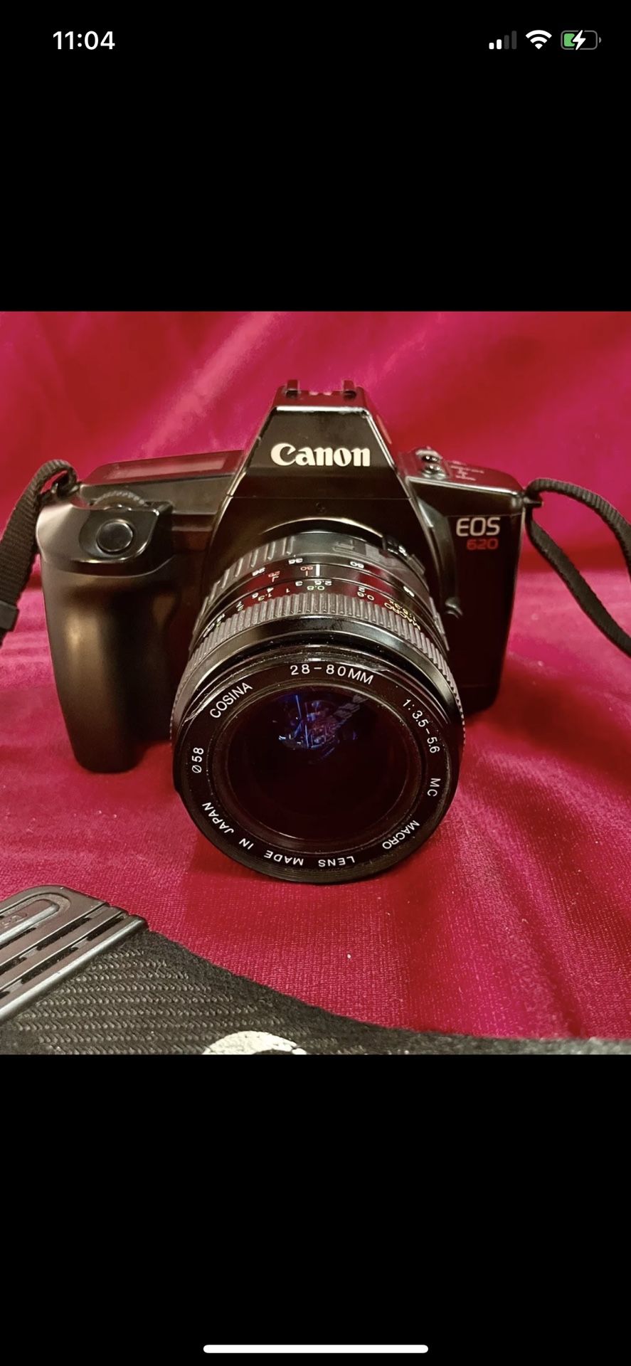 CANON EOS 620 SLR 35mm Film Camera w/ COSINA Macro Lens 28-80mm f/1:35-5.6 WORKS