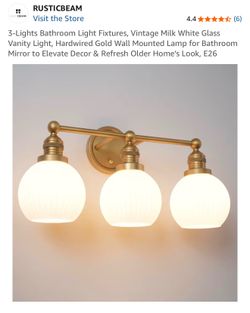 Light Fixture 3 Light Vintage Milk White Glass