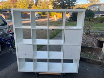 IKEA KALLAX storage cube thingy, bookcase, white, 16 cubes, 3 nserts, delivery