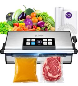 Vacuum Sealer Machine, Full Automatic 98KPa Commercial Food Sealer V40 for Dry/Moist/Liquid Food, Double Heat Seal, Easy-lock Handle, Built-in Cutter 