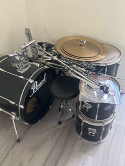 Pearl Export Drum Set w/ Cymbals, Hardware & Throne