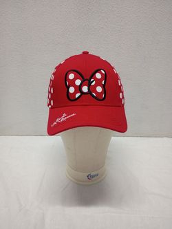 Disney Minnie Mouse Polka Dot Baseball Hat Cap Red White Polka Dots Hook & Loop