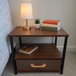 Set of 2 Wood & Metal Nightstands / Bedside Tables