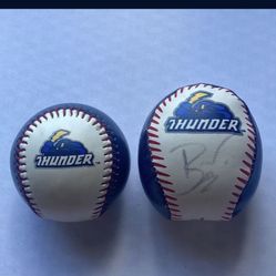 2 thunder baseballs (left one was caught during a game and right one is signed) Thumbnail