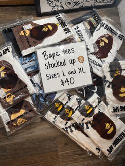 BAPE Tees Sizes L have tags and Size XL have no tags