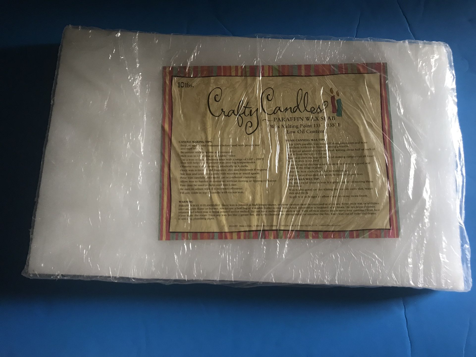brand new crafty candles paraffin wax slab 10 ib