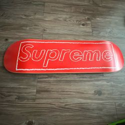 Supreme Kaws Chalk Logo Skate Deck Red