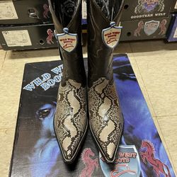 Belly cut python snake cow boy boots for men size 6.5