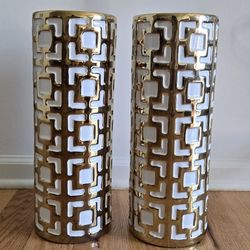 Gold And White Decorative Vases