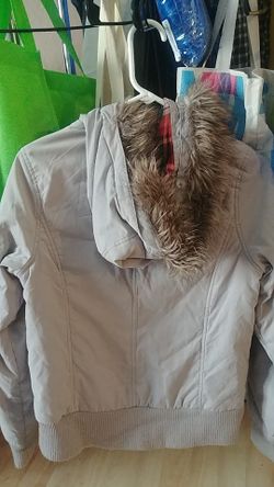 Lightly worn fuzzy hood jacket