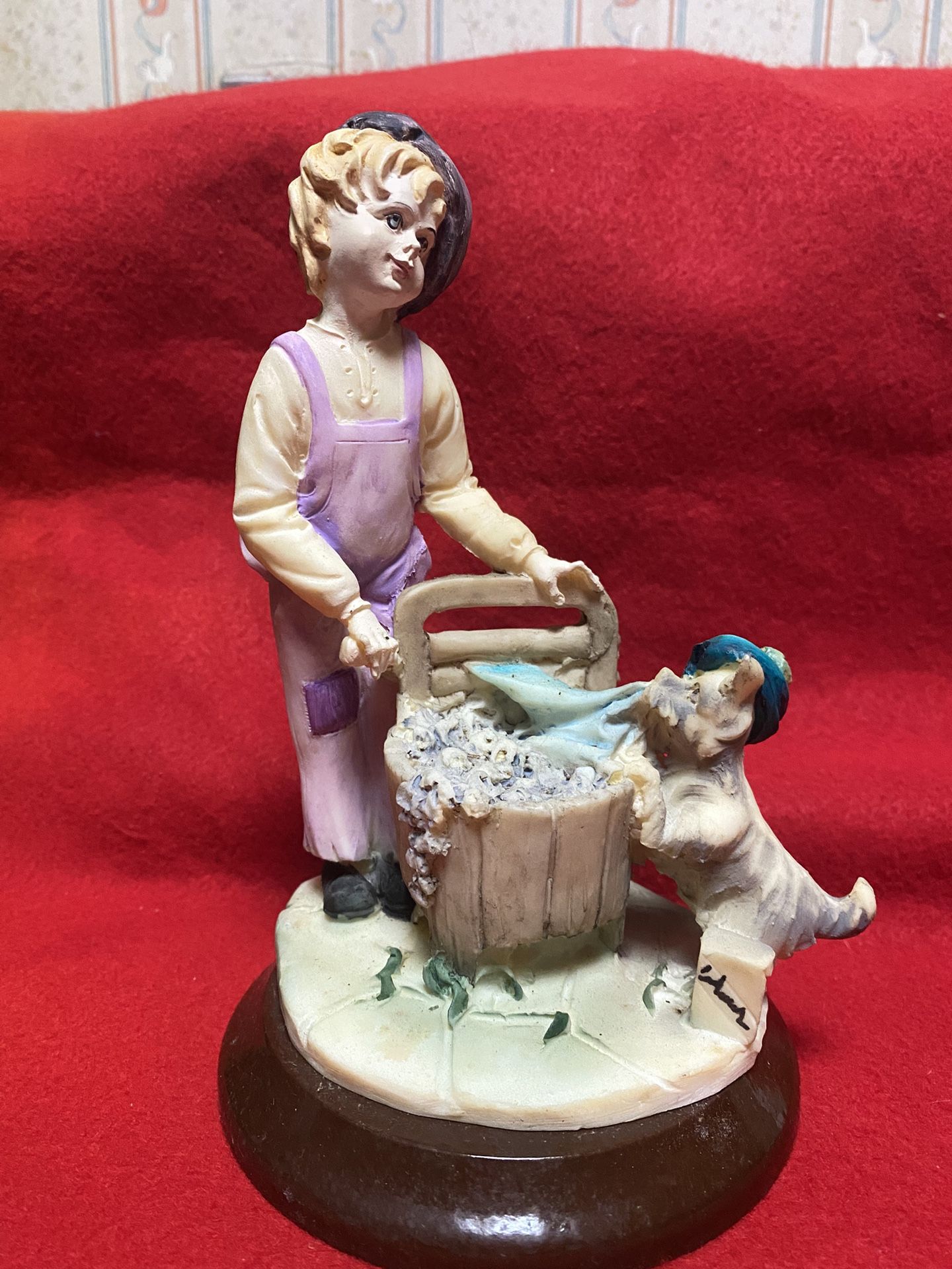 8 Inch Painted Alabaster Figurine Imported From Greece