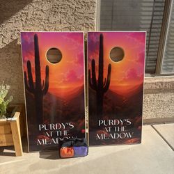 Custom Pro Cornhole Boards – Desert Sunset Design